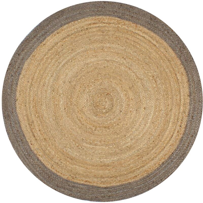 

Alfombra de yute tejida a mano con borde gris 150 cm - Gris