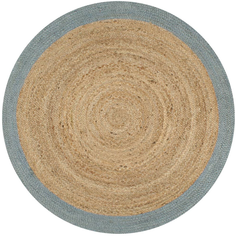 

Alfombra de yute tejida a mano con borde verde oliva 120 cm