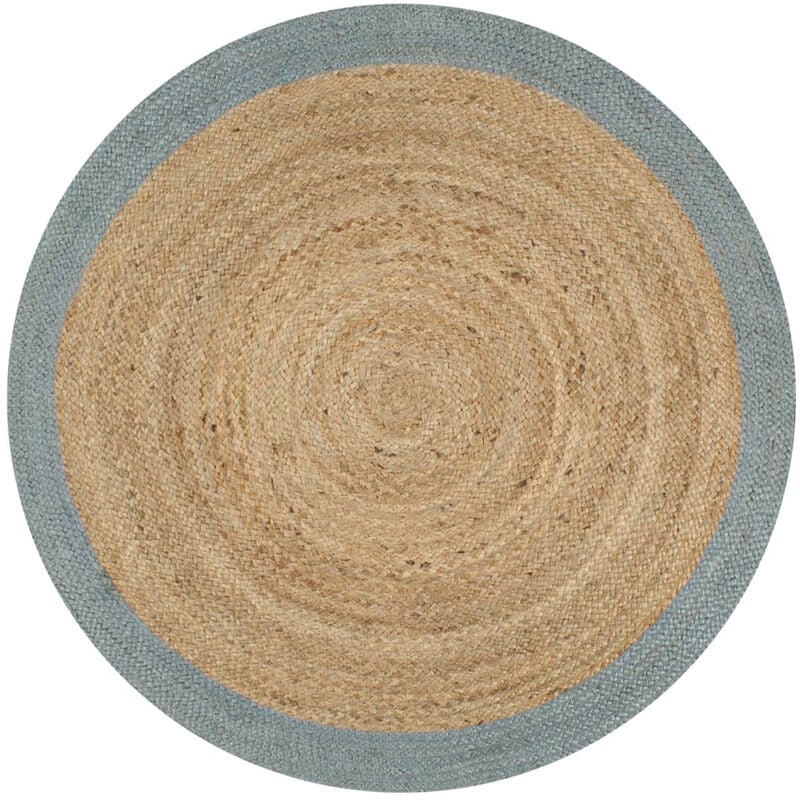 

Alfombra de yute tejida a mano con borde verde oliva 120 cm