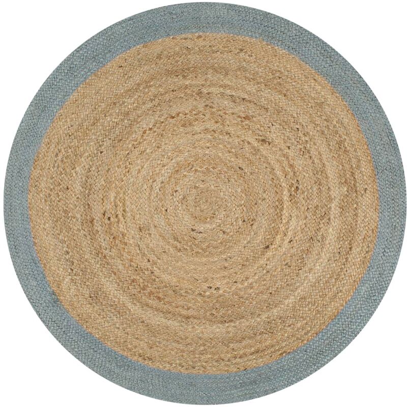 

Alfombra de yute tejida a mano con borde verde oliva 90 cm