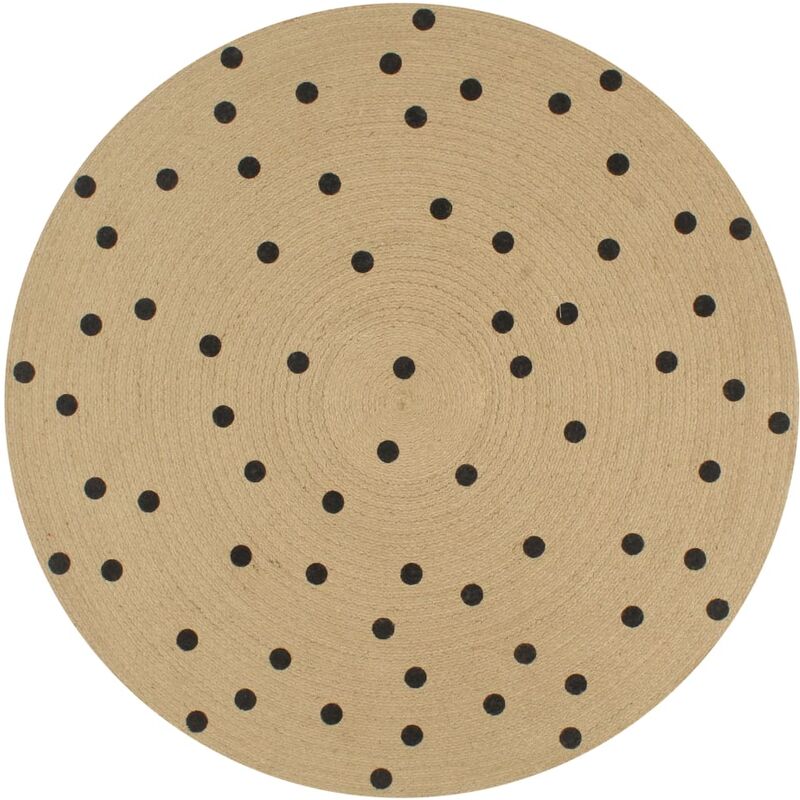 

Alfombra de yute tejida a mano con estampado de lunares 120 cm - Marrón