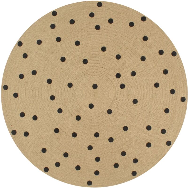 

vidaXL Alfombra de yute tejida a mano con estampado de lunares 120 cm - Negro
