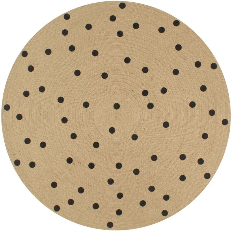 

Alfombra de yute tejida a mano con estampado de lunares 150 cm - Marrón