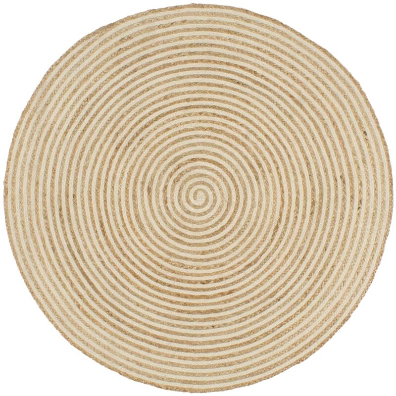 

Alfombra de yute tejida a mano diseño espiral blanco 120 cm