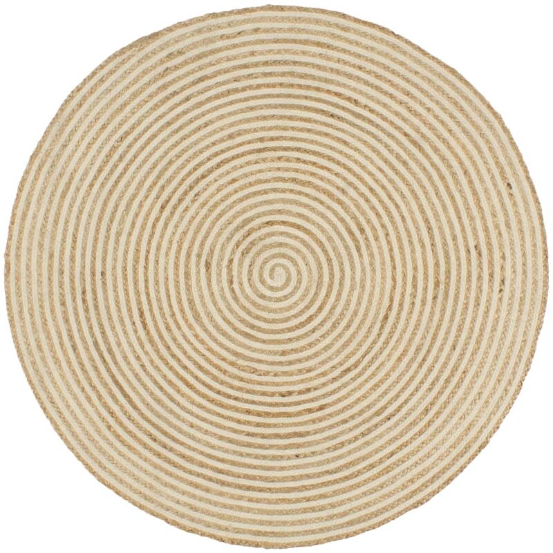 

Alfombra de yute tejida a mano diseño espiral blanco 150 cm