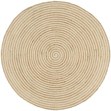 Alfombra de yute tejida a mano diseño espiral blanco 90 cm vidaXL