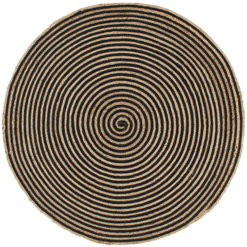 

Alfombra de yute tejida a mano diseño espiral negro 150 cm