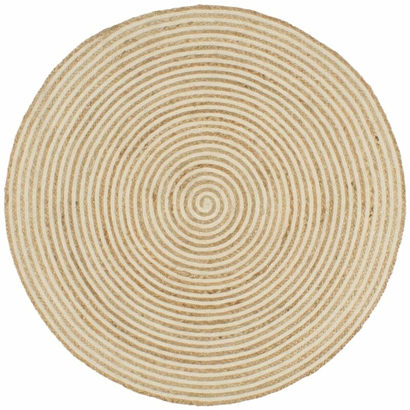 

Alfombra de yute tejida a mano diseno espiral blanco 120 cm