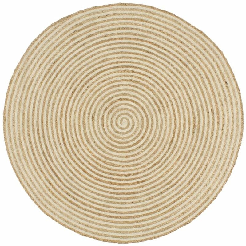 

Alfombra de yute tejida a mano diseno espiral blanco 150 cm