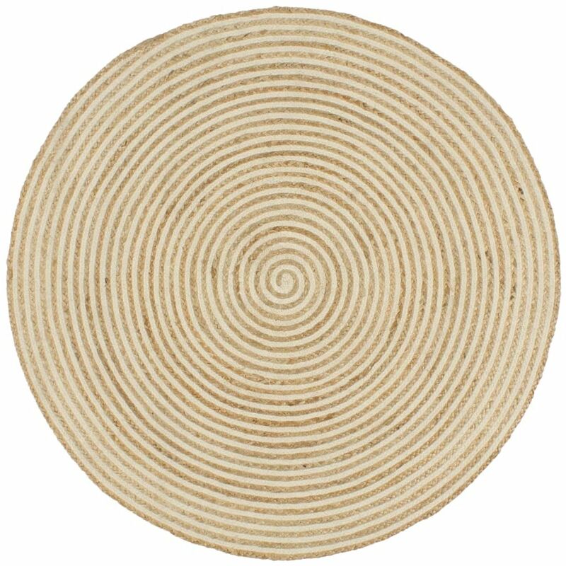 

Alfombra de yute tejida a mano diseno espiral blanco 90 cm