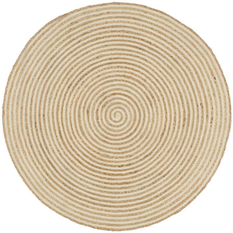 

Alfombra de yute tejida a mano diseño espiral blanco 90 cm - Blanco - Vidaxl