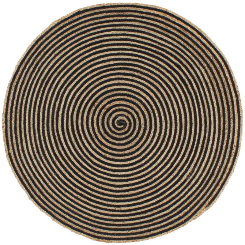 

Alfombra de yute tejida a mano diseño espiral negro 120 cm - Negro - Vidaxl