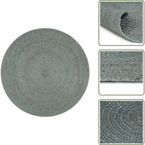 Alfombra de yute trenzado - vidaXL Alfombra de yute tejida a mano redonda verde oliva 150 cm - Alfombra artesanal