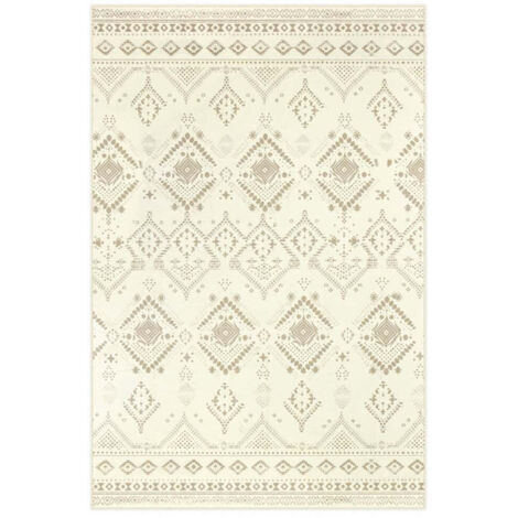 Alfombra decorativa para dormitorio 160 x 230 cm antideslizante lavable a máquina estilo bohemio color beige y arena 120006095