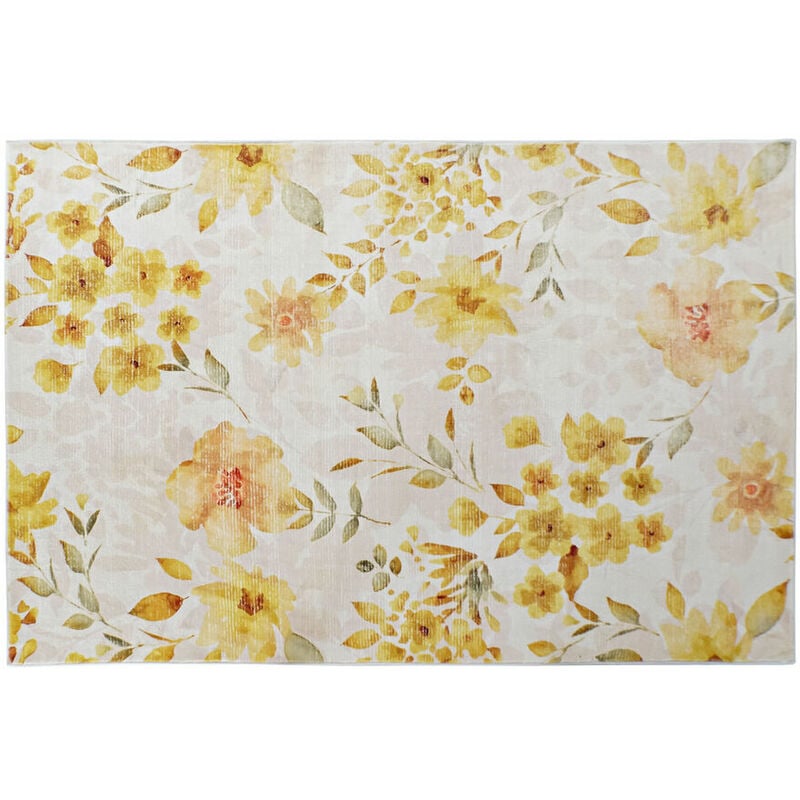 

Alfombra DKD Home Decor Amarillo Blanco Poliéster Algodón Flores (120 x 180 x 0.5 cm)