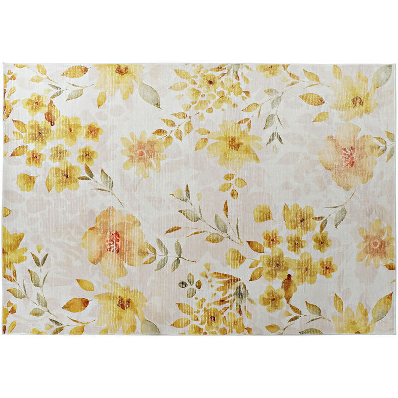 

Alfombra DKD Home Decor Amarillo Blanco Poliéster Algodón Flores (160 x 230 x 0.5 cm)