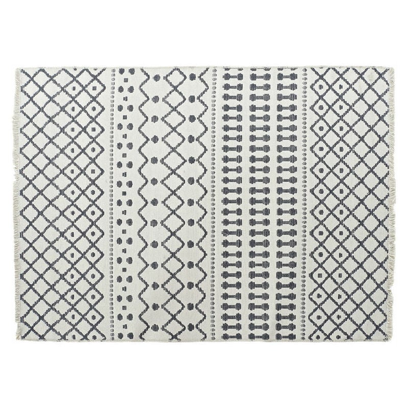 

Alfombra DKD Home Decor Blanco Poliéster Algodón Gris oscuro (120 x 180 x 1 cm)