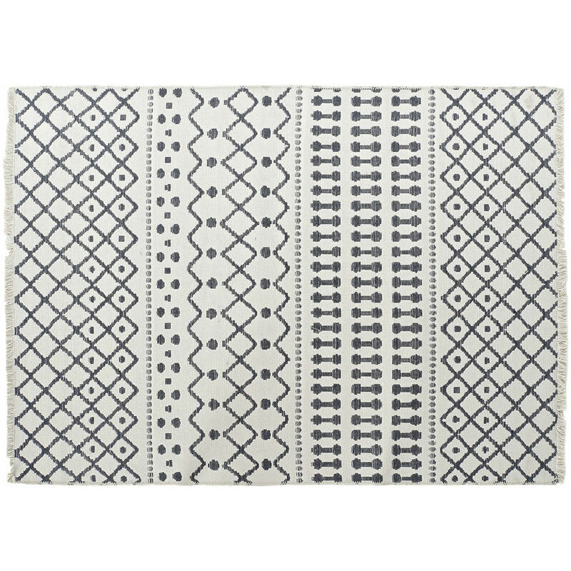 

Alfombra DKD Home Decor Blanco Poliéster Algodón Gris oscuro (160 x 230 x 1 cm)