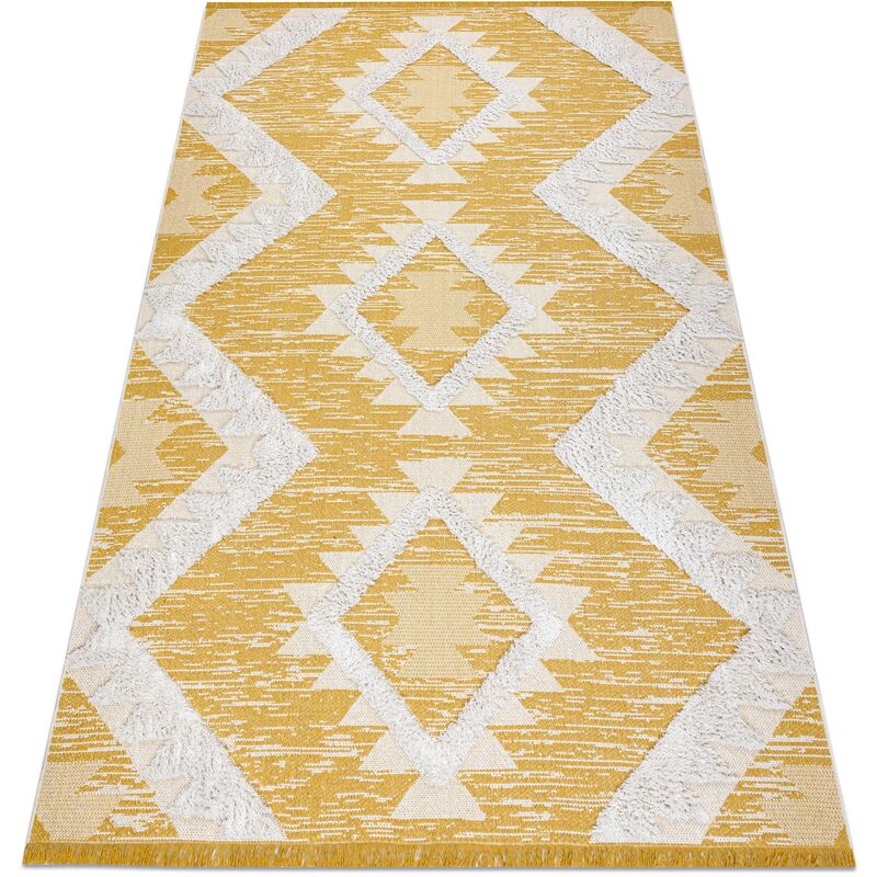 

Alfombra ECO sisal BOHO MOROC Diamantes 22312 franjas - dos niveles de vellón amarillo / crema, alfombra reciclada Tonos de amarillo y oro 155x220 cm