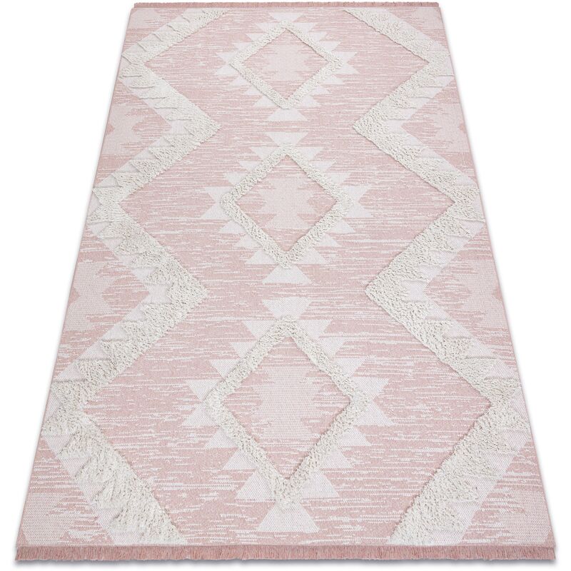 

Rugsx - Alfombra ECO sisal BOHO MOROC Diamantes 22312 franjas - dos niveles de vellón rosado / crema, alfombra reciclada Tonos de rosa 155x220 cm