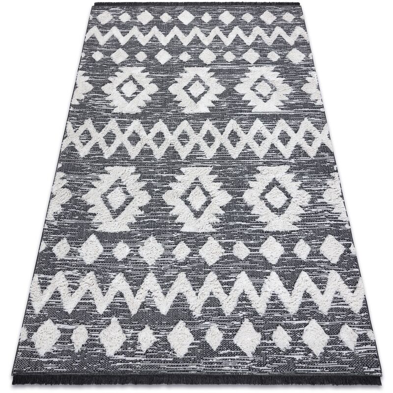 

Rugsx - Alfombra ECO sisal BOHO MOROC Etno Zigzag 22319 franjas - dos niveles de vellón gris / crema, alfombra reciclada Tonos de gris y plata 78x150