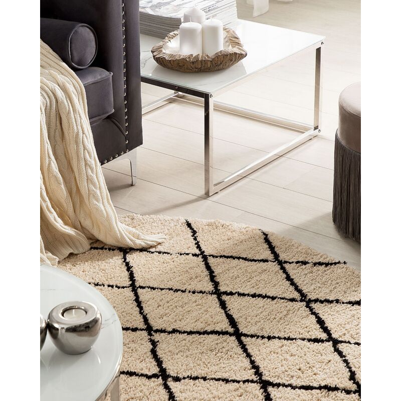 

Alfombra de poliéster beige/negro ⌀ 140 cm MIDYAT