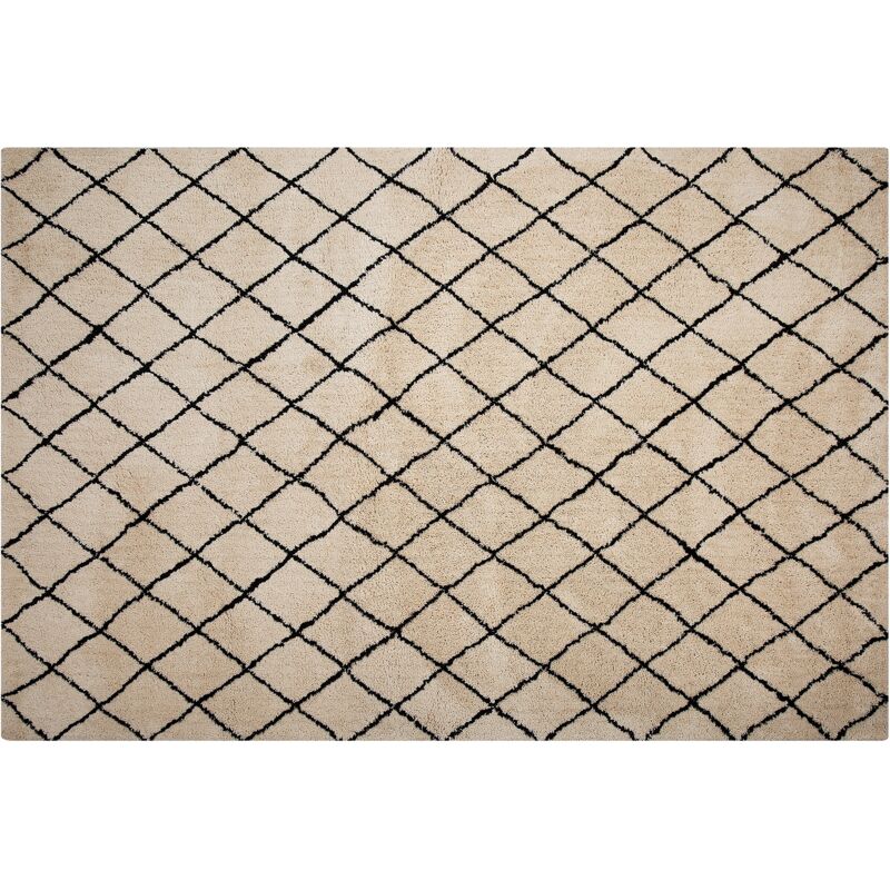 Beliani - Alfombra de poliéster beige negro 140 x 200 cm patrón geométrico moderno Midyat