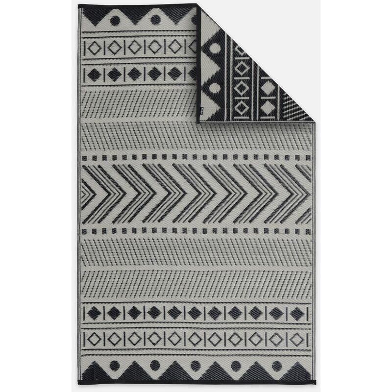 

Alfombra exterior 120x180cm BAMAKO - Rectangular, estampado étnico negro / beige, cuadros, reversible, indoor / outdoor