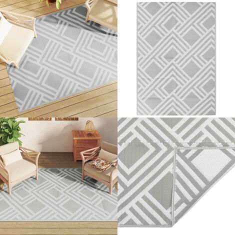 Alfombra exterior ARAKIL PP gris 140x200 cm - Alfombra de jardín - Alfombra de patio