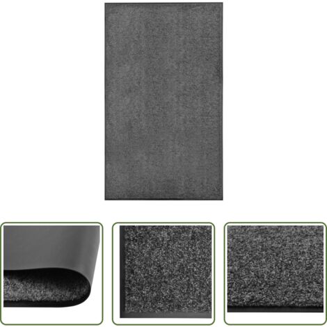 Alfombra exterior -  Felpudo lavable gris antracita 90x150 cm