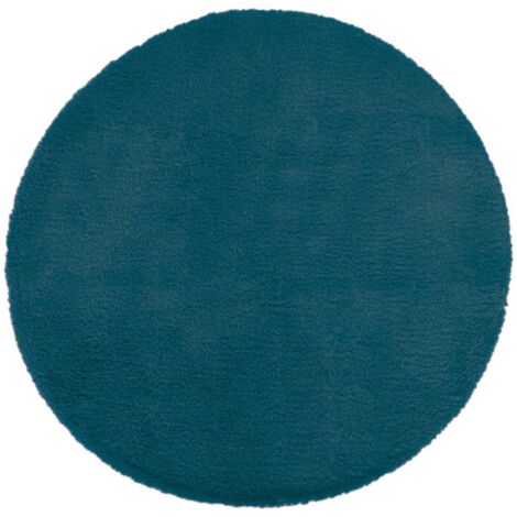 Alfombra extrasuave - efecto piel - azul cerceta D80 cm - Atmosphera créateur d'intérieur