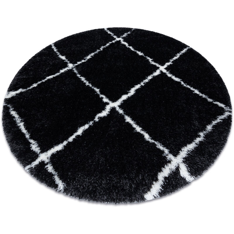 

Alfombra FLUFFY 2373 circulo, shaggy conducción - antracita / blanco Tonos de gris y plata circulo 160 cm