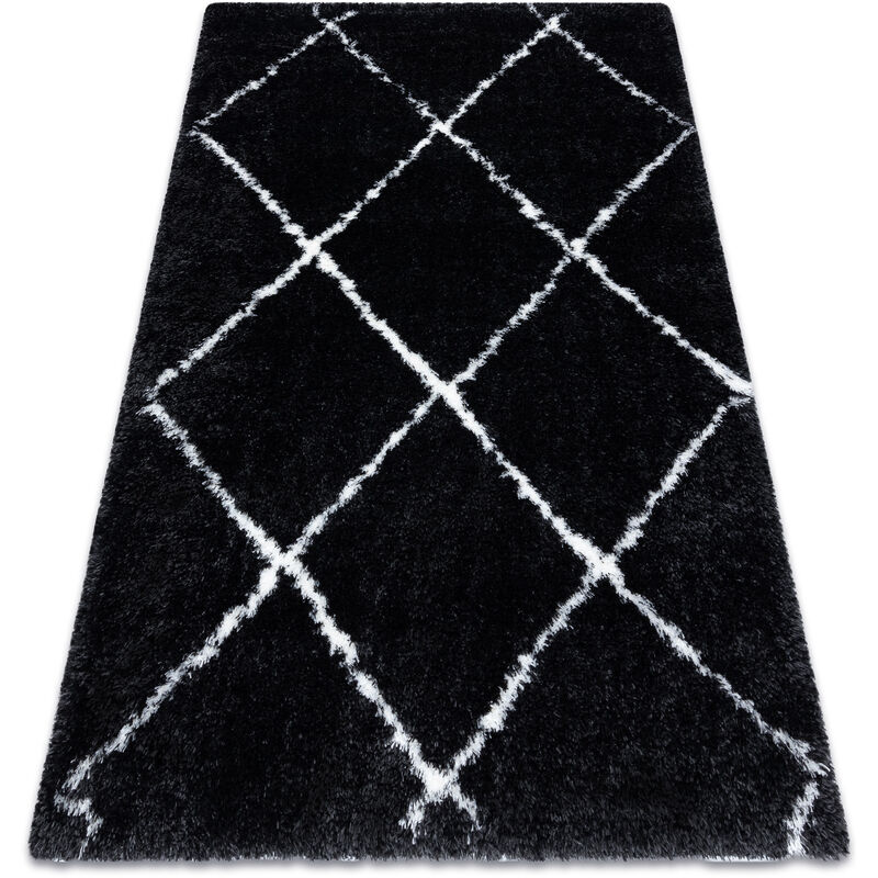 

Rugsx - Alfombra FLUFFY 2373 shaggy conducción - antracita / blanco Negro 60x100 cm