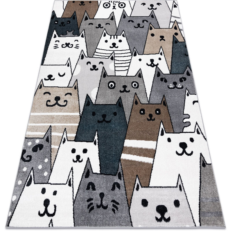 

Rugsx - Alfombra FUN Gatti para niños, gatos animales vistoso multi Tonos de gris y plata 160x220 cm