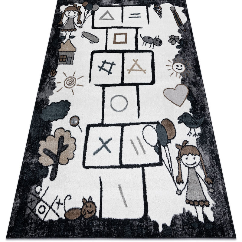 

Rugsx - Alfombra FUN Hop para niños, rayuela, animales negro Negro 120x170 cm