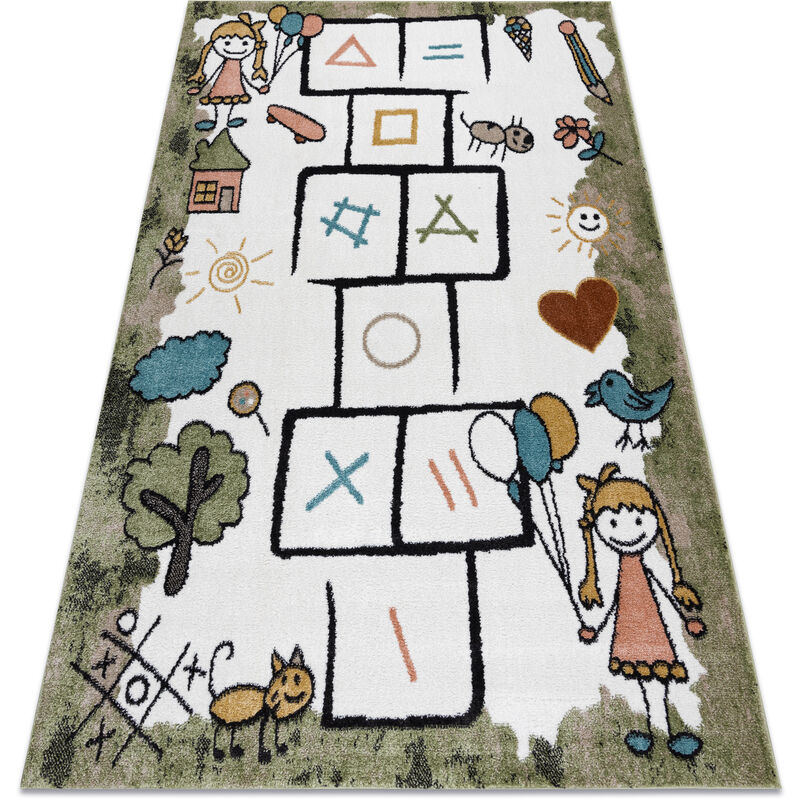 

Rugsx - Alfombra FUN Hop para niños, rayuela, animales verde Tonos de verde 80x150 cm