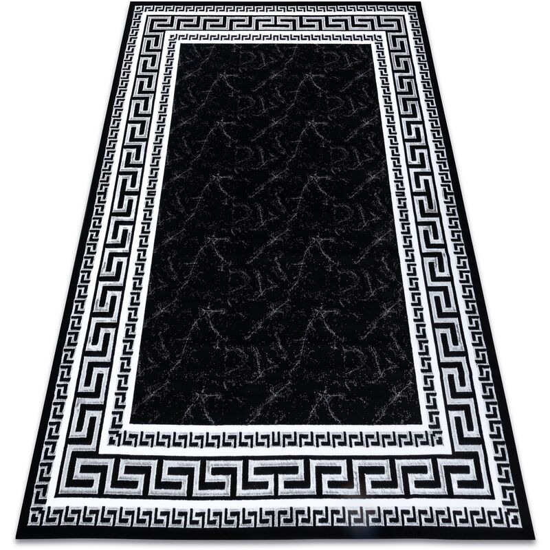 

Alfombra GLOSS moderno 2813 87 elegante, marco, griego negro / gris Negro 80x150 cm