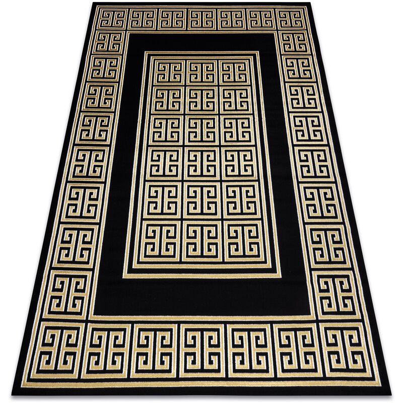 

Alfombra GLOSS moderno 6776 86 elegante, marco, griego negro / oro Negro 160x220 cm