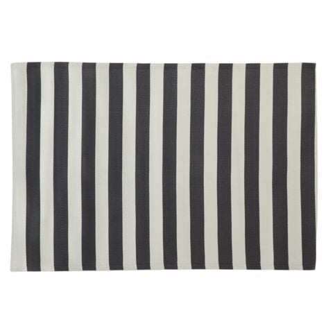 Alfombra grande de polipropileno para exteriores 160 x 230 cm Rayas - Negro