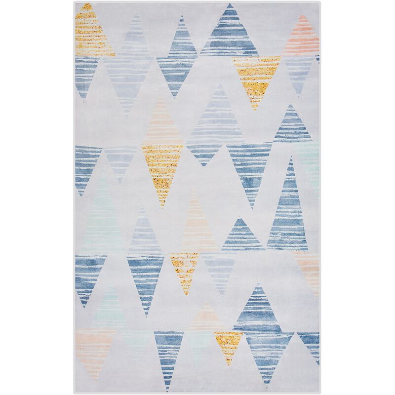 

Alfombra de poliéster gris claro/azul claro 140 x 200 cm YAYLA