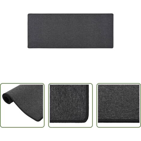 Alfombra gris antracita -  Alfombra de pasillo gris antracita 80x200 cm