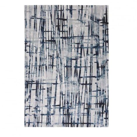 Alfombra gris azul de pelo corto de diseño moderno y contemporáneo Double CEL001