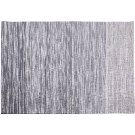 Alfombra gris de lana y poliéster 160 x 230 cm tejida a mano diseño moderno Kapakli