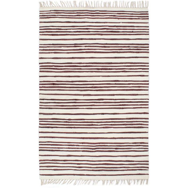 

Alfombra hecha a mano Chindi algodon 200x290cm borgona y blanco