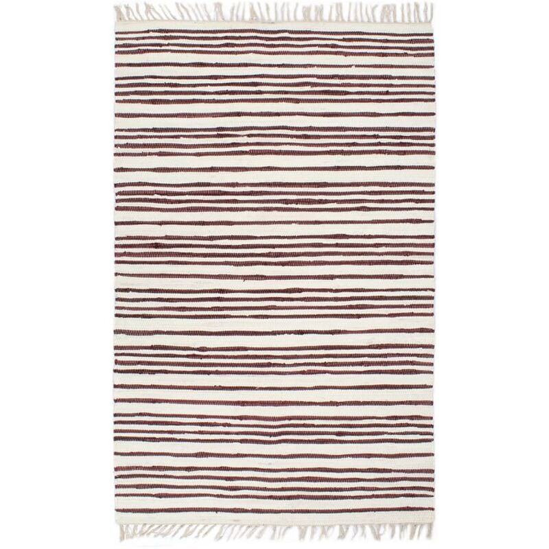 

Alfombra hecha a mano Chindi algodón 160x230cm borgoña y blanco