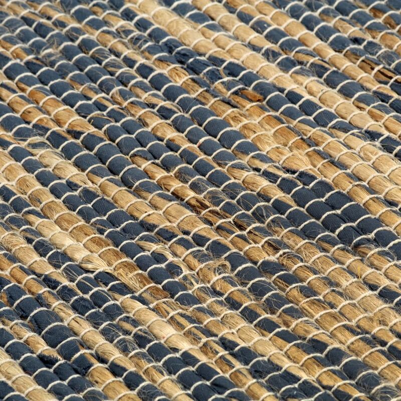 

Alfombra hecha a mano de yute azul y natural 80x160 cm