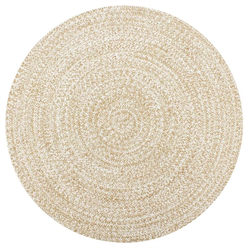 

Alfombra hecha a mano de yute blanca y natural 90 cm - Blanco - Vidaxl