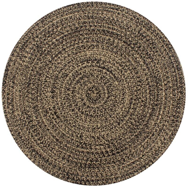 

Alfombra hecha a mano de yute negra y natural 90 cm - Negro - Vidaxl