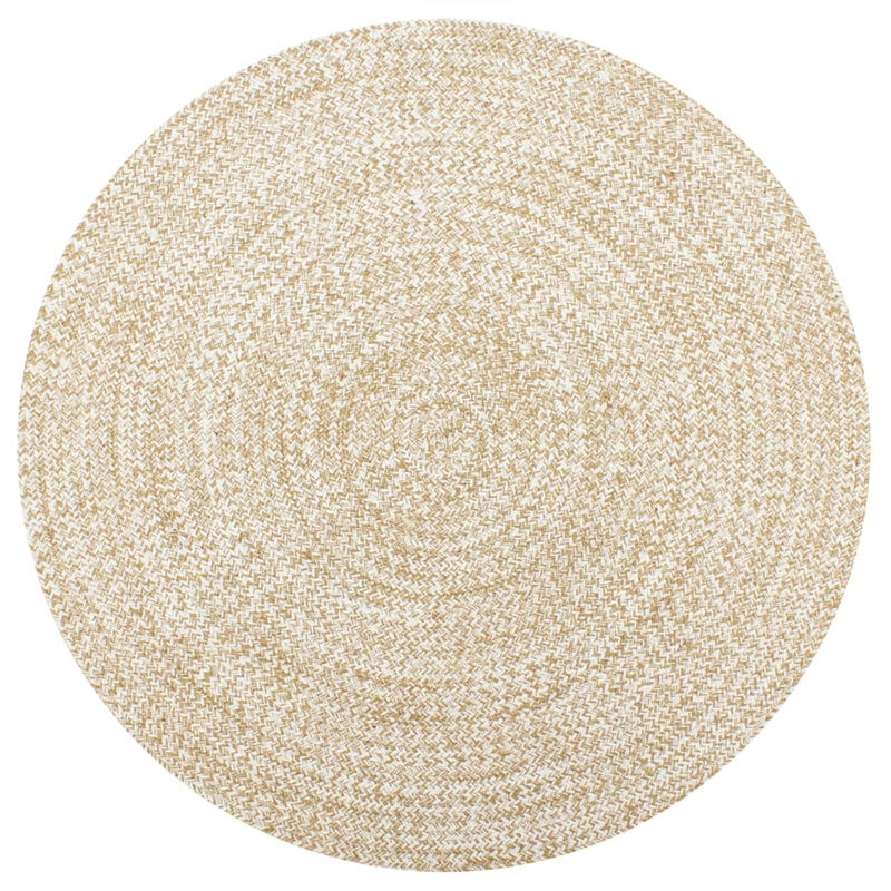 

Alfombra hecha a mano de yute blanca y natural 150 cm