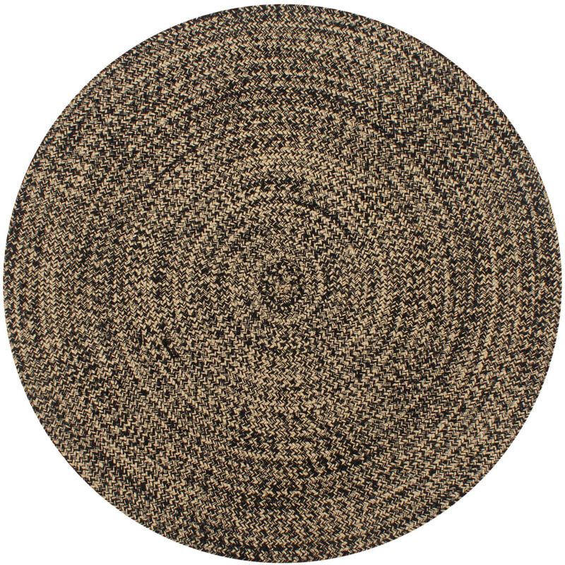 

Alfombra hecha a mano de yute negra y natural 150 cm